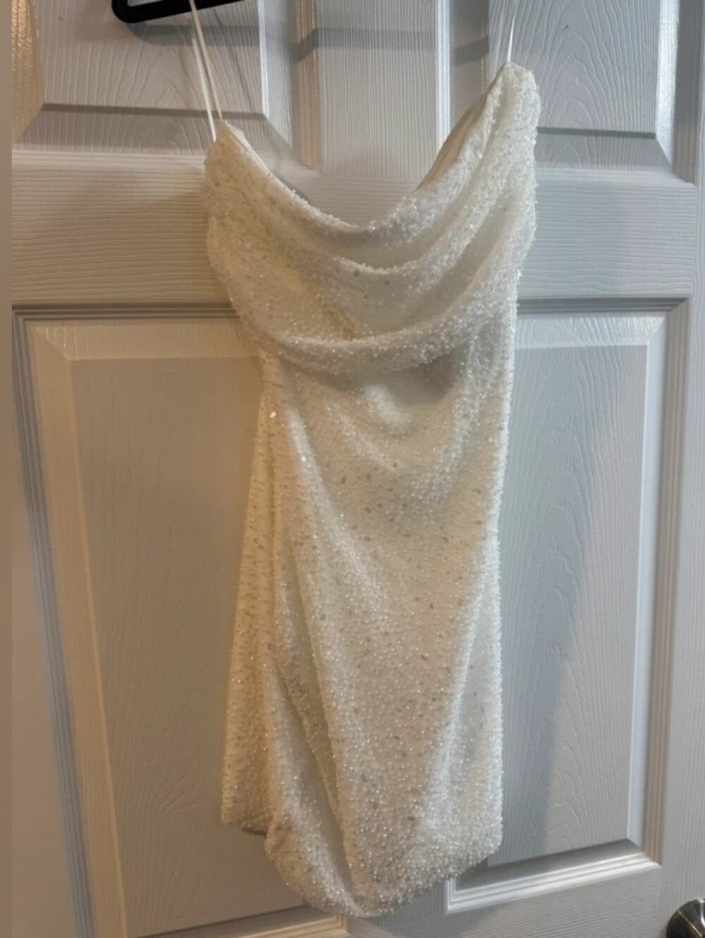 Windsor Ivory Beaded Cowl Neck Mini Dress